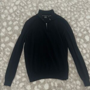 BOSS Men's Zip-Up Black Sweater